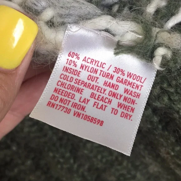 MOSSIMO Green White Nordic Thick Warm Sweater Cardigan Vest Belted - Picture 8 of 10